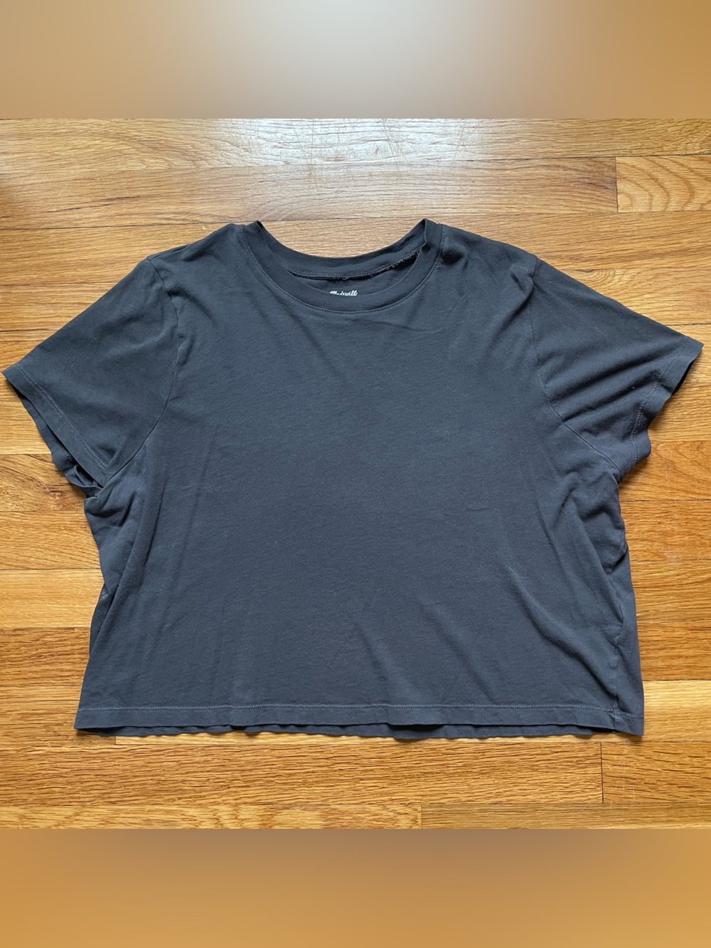 Madewell grey cotton boxy crop tee size large